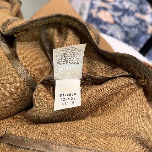 J.Jill 100% Linen Blazer Jacket M Brown Textured Button Front Ruched Detail - Picture 9 of 10